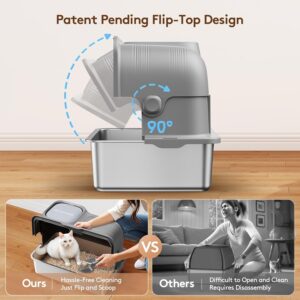 Alternative view of Stainless Steel Litter Box, Patented Ordor Control Technology, No Filters Needed, Convenient Flip-Top Lid, Extra Lage 65L Enclosed, Anti-Leak, Comes with Scoop & Litter Mat, Easy to Clean